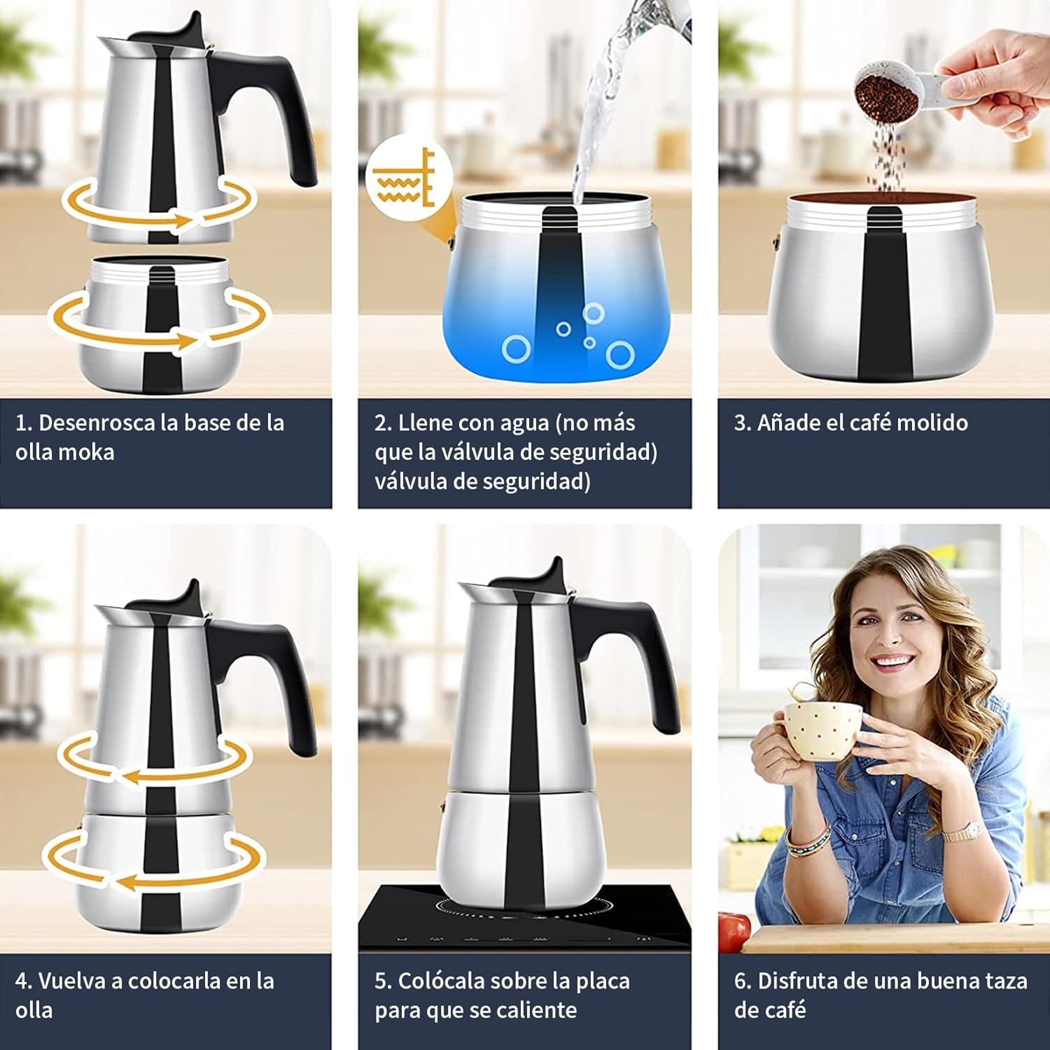 Miniatura 4 de Cafetera Expres Acero Inoxidable 6 tazas